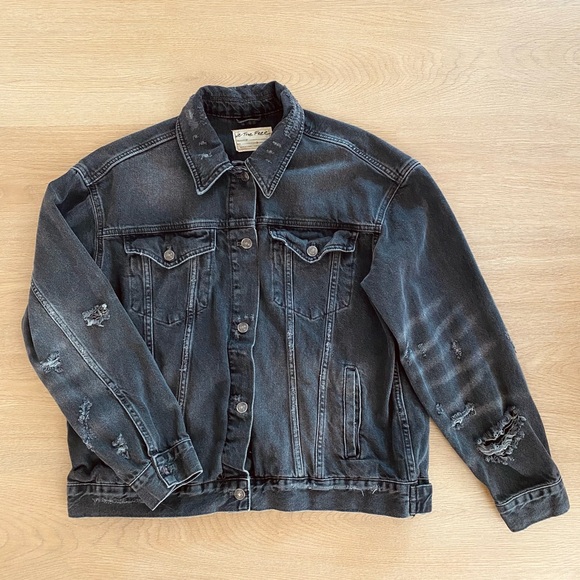 Free People Jolene Distressed Black Denim Jacket - Picture 5 of 13